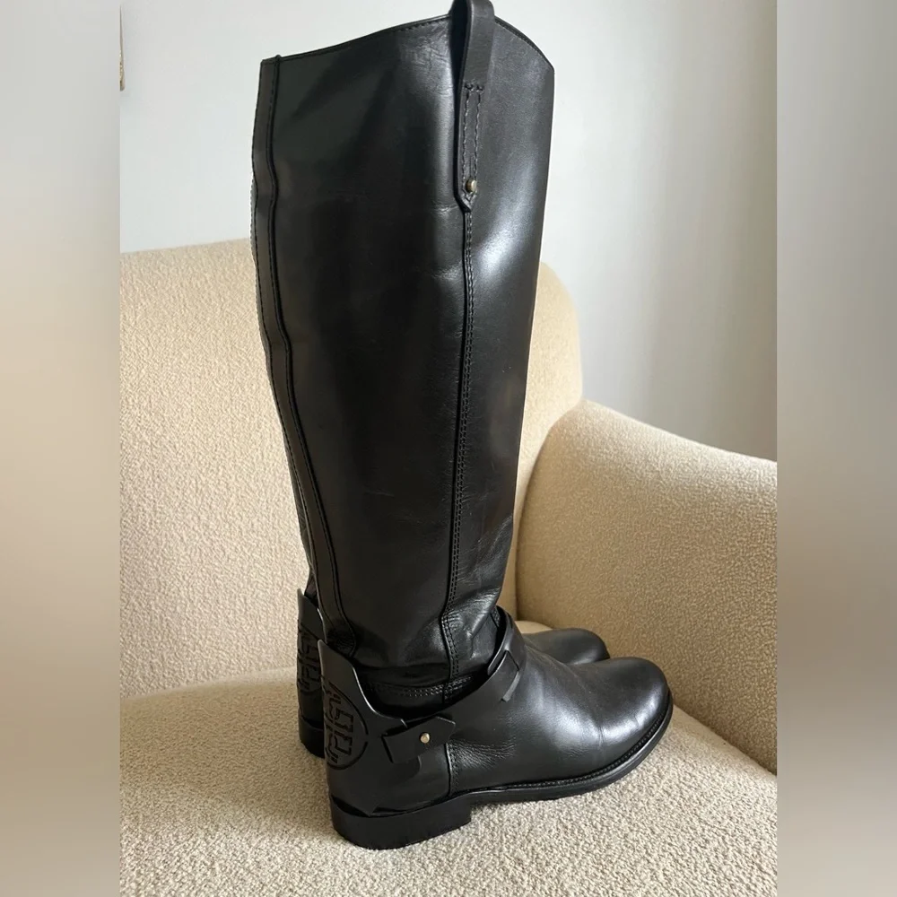TORY BURCH Black Leather Over-the-Knee Riding Boots